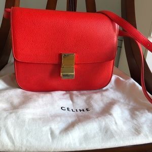 Celine Goatskin Medium Classic Box Bag Alizarine